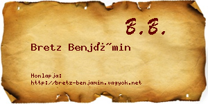 Bretz Benjámin névjegykártya